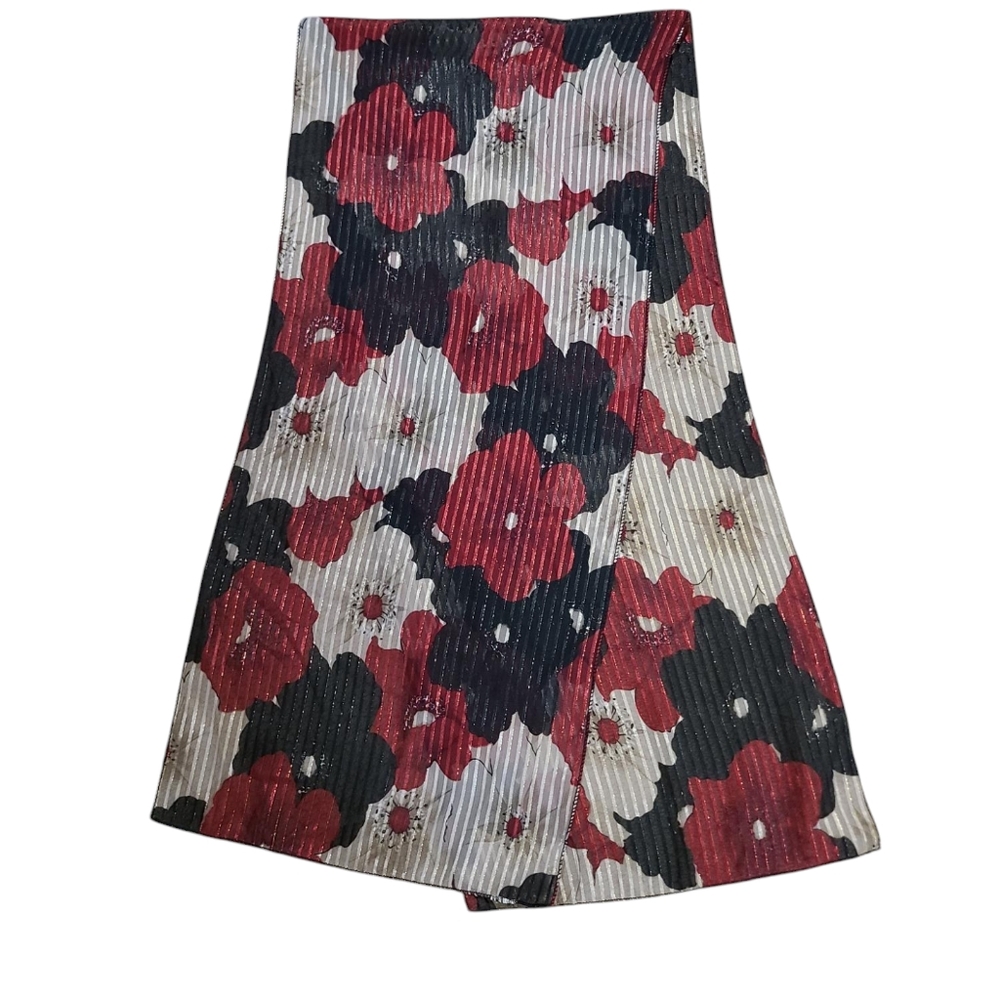 Red, black and yellow floral scarf